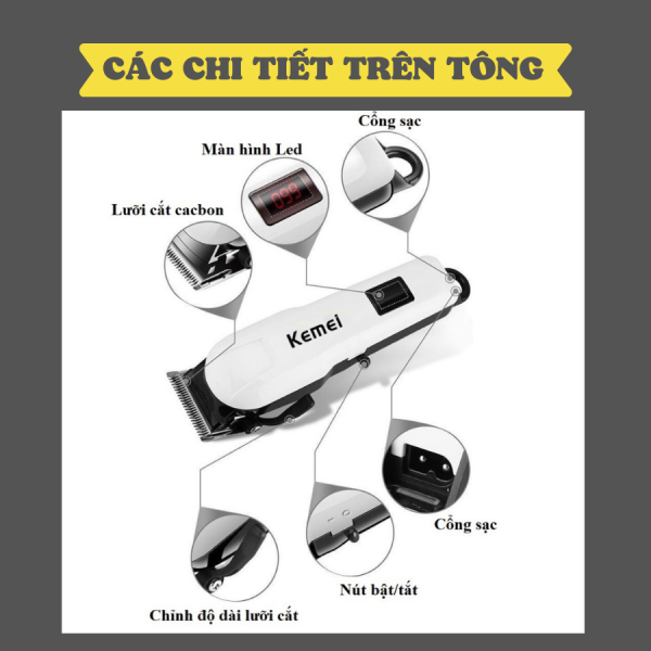 Tông Đơ Cắt Tóc KM809A – Dòng Tông Đơ Chuyên Nghiệp Giá Rẻ, Có Hiển Thị Pin - Ảnh 7
