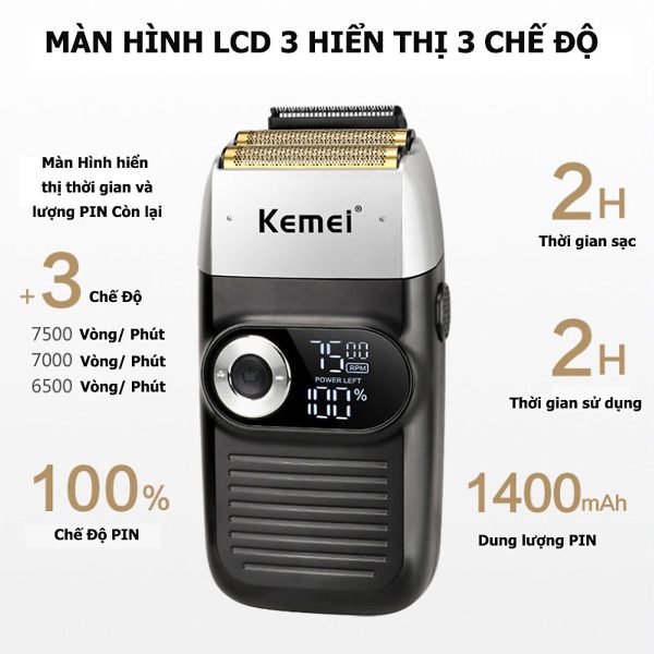 Máy Cạo Khô Kemei KM-2026 Cạo Sát Mịn, Êm Ái - Ảnh 4