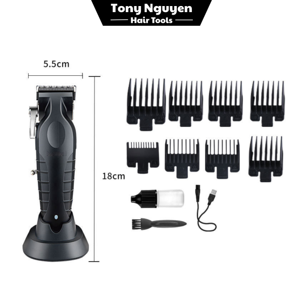 Tông Đơ Kemei 2296 Lưỡi Mạ Carbon, Có Đế Sạc