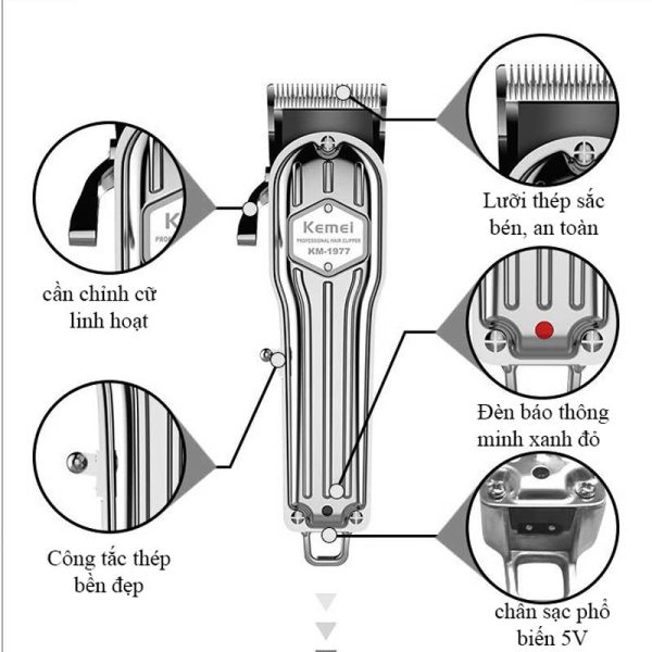 Tông Đơ Kemei 1977 Công Suất 8W – Sự Lựa Chọn Hoàn Hảo Cho Barber & Salon - Ảnh 5